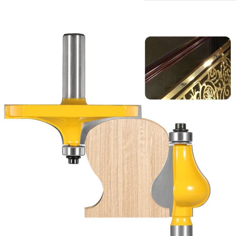Set di 2 frese per corrimano standard/a flauto, utensili da taglio per lavorazione del legno, 8 mm, 12 mm, gambo da 1/2 pollice