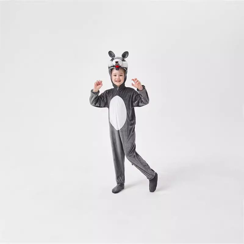 Halloween big bad wolf cosplay costume children's male and female animal onesie costume