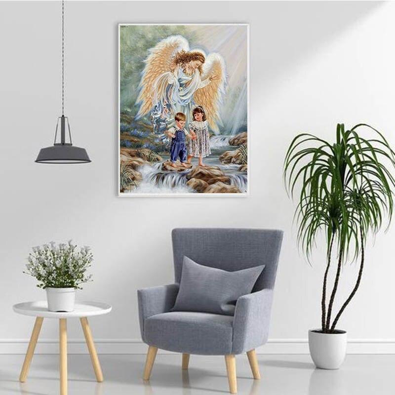 DIY 5D Diamond Painting Angel Guarded Diamond Embroidery Cross Stitch Full Round/Drill Rhinestones Home Decor Manual Gift