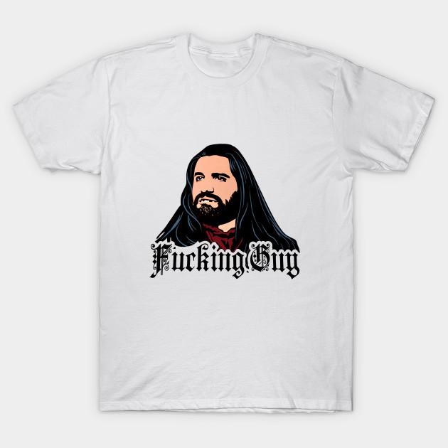 

Men Black Print T-shirt What We Do In The Shadows Fcking Guy No-Cut Transfer Paper Print Cotton Tshirt 3XL білий