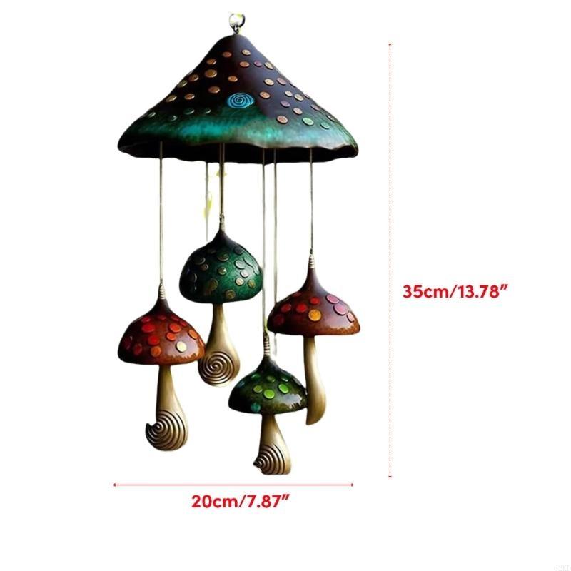 62KD Resin Mushroom Wind Chimes Yard Decor Outdoor Hang Pendants Lucky Campanula