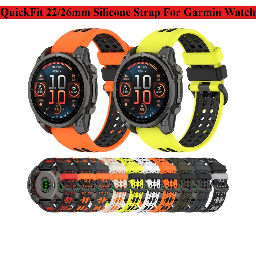 22mm 26mm Marine Silicone QuickFit Sport Strap For Garmin Fenix E 8 8x 7 7X/6 6X PRO/5 5x Puls/Epix Pro/Enduro 3/Tactix 8 7 Band