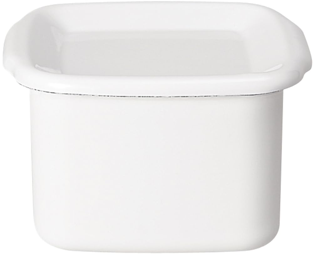 Nodahoro Enamelware Storage Medium with Enamel White Made In Japan Container, Heat-Resistant, Square, Size, Lid, Series, (WSH-M)