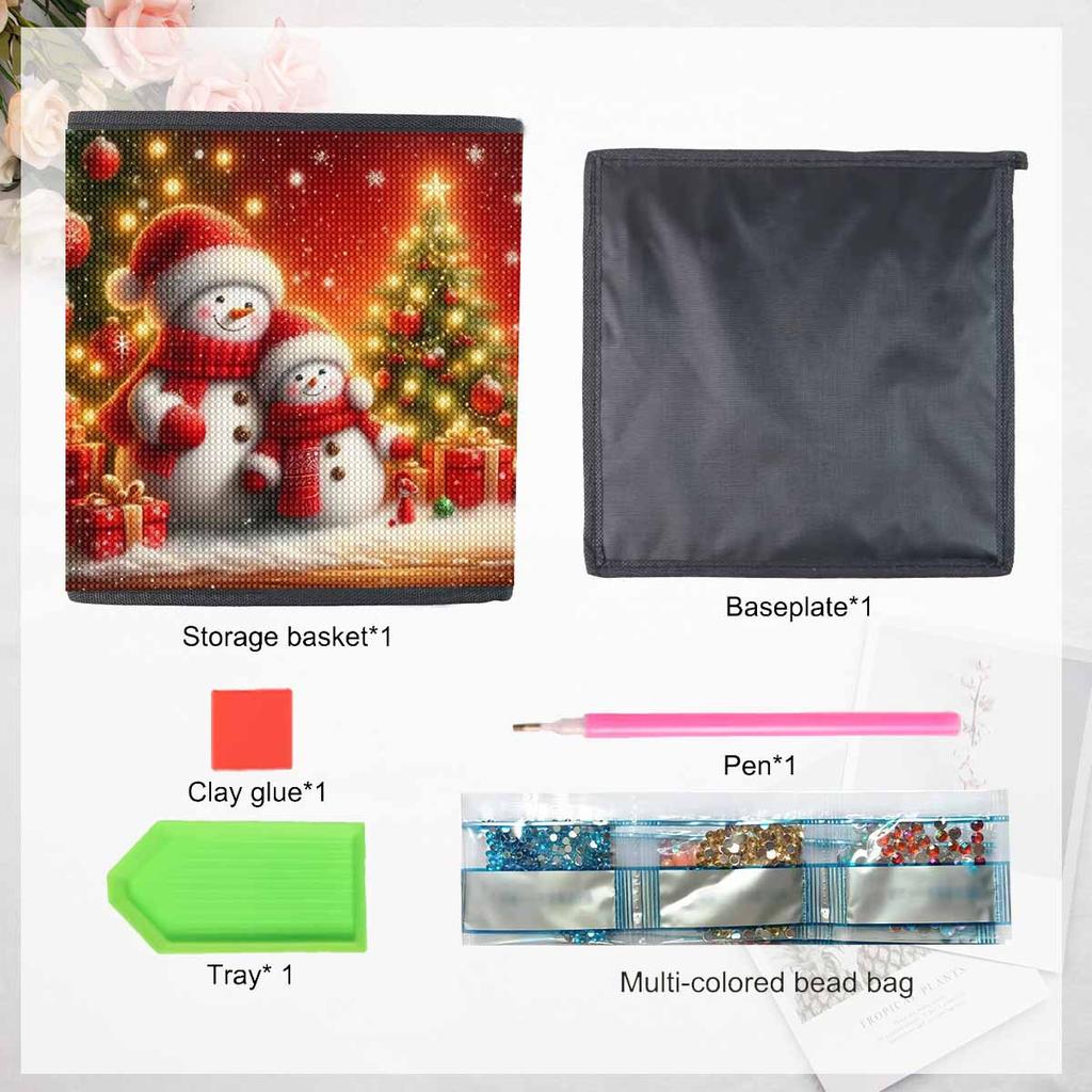 Ein reizender Schneemann 5D Diamantmalerei Aufbewahrungskorb Vollrunde Bohrer Mosaik Diamantstickerei Kreuzstich-Sets Heimdekor Heimdekor