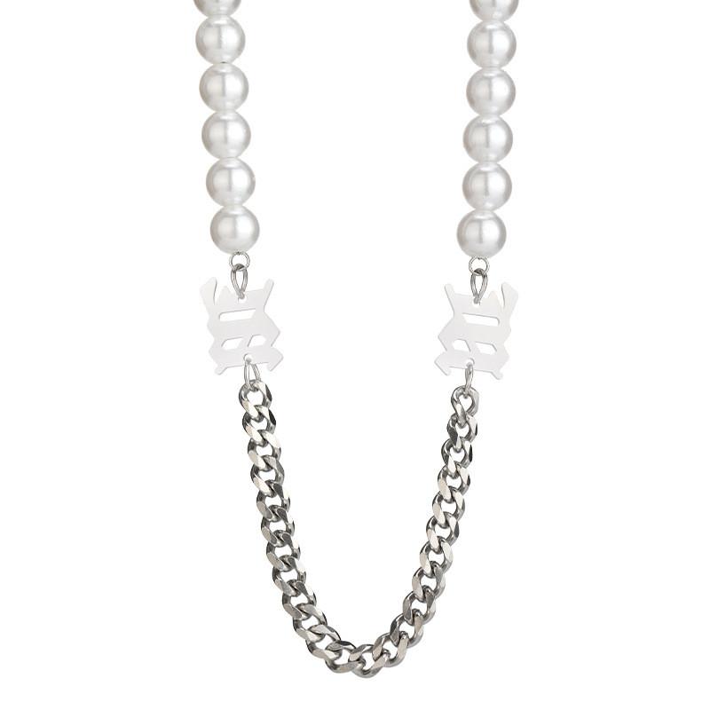 Stunning Titanium Steel Pearl Letter Necklace For Women Perfect For Hip Hop Style Fashion