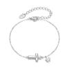 WOSTU 925 Sterling Silver Classic Cross Style Zircon Chain Bracelet For Women Fashion Stacking Cross Wrist links Family Gift
