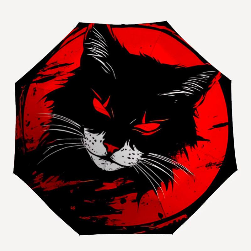 

1pc Black Cat Moon Automatic Open/Close Umbrella, Portable Folding Umbrella for Travel, Themed Events051