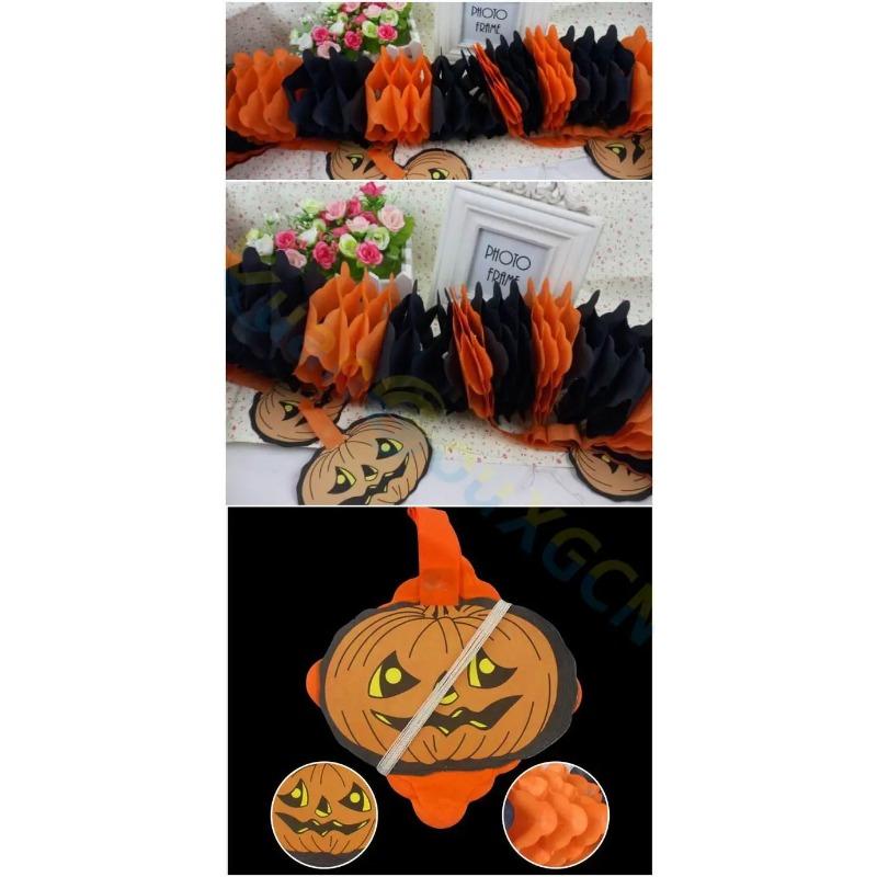 Halloween props Spider pumpkin ghost bats paper chain Halloween Decorations Garland banner paper pull flowers party supplies