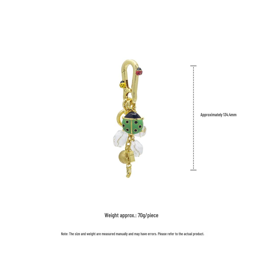 Gold-Plated Ladybug Charm Keychain - Creative, Rich Design with Pendant Ball