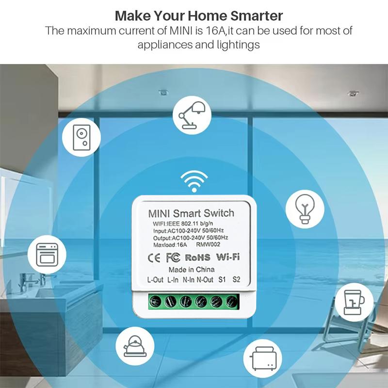 Mini Smart Przełącznik WiFi Bezprzewodowy Tryb DIY Sterowanie Głosowe i Aplikacją Zdalne dla Alexa Google Home Timer Udostępnianie Automatyzacja Moduł Przekaźnika 16A