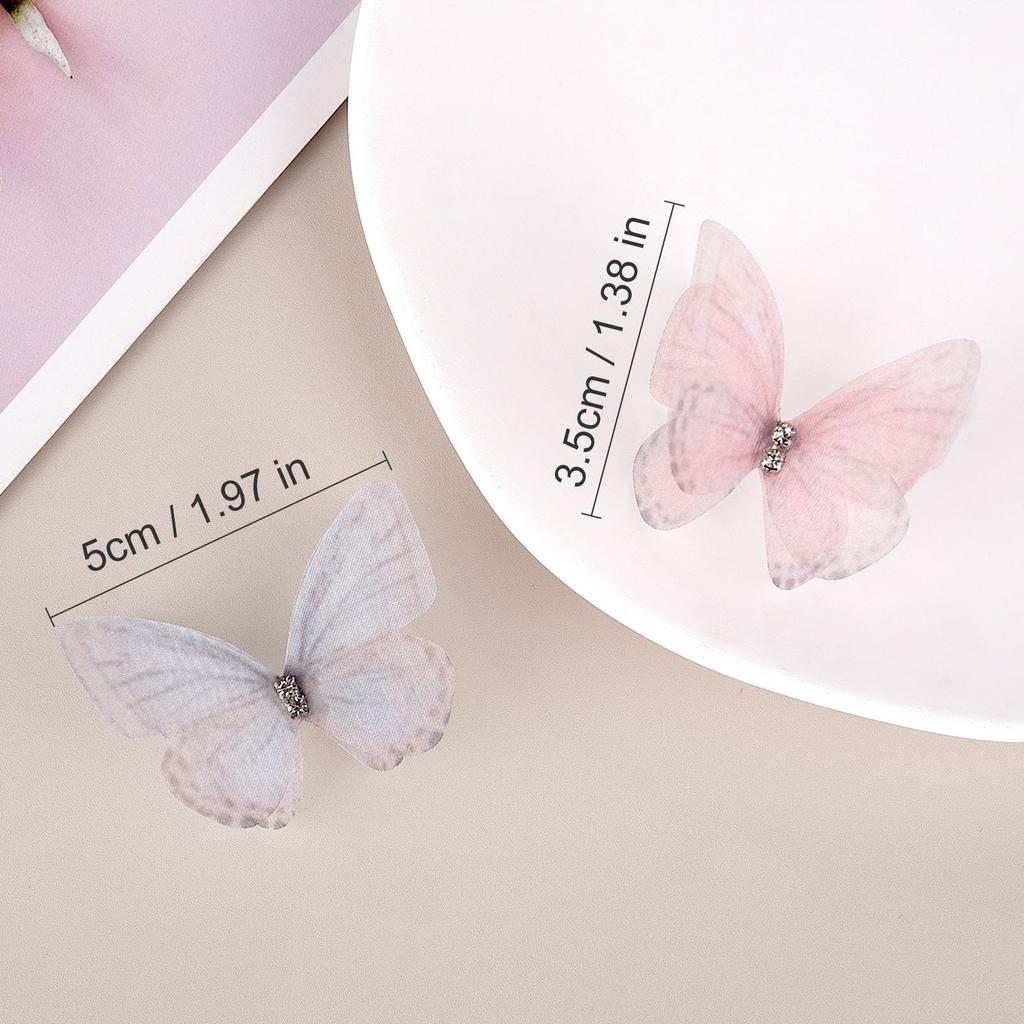 10pcs/Lot 5cm Double Layer Lace 3D Butterfly Applique Simulation Mesh For Handmade Clothes Nail Hair Clip Wedding Decoration