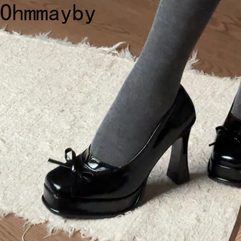 Hottie Platform Thick Heel Women Mary Jane Shoes Concise Shallow Slip On Work Shoes Elegant Women's Stripper Party Dress Pumps