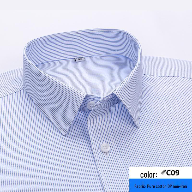 2026 Spring Men's Non-Iron Double-Ply Pure Cotton Long-Sleeve Formal Shirt