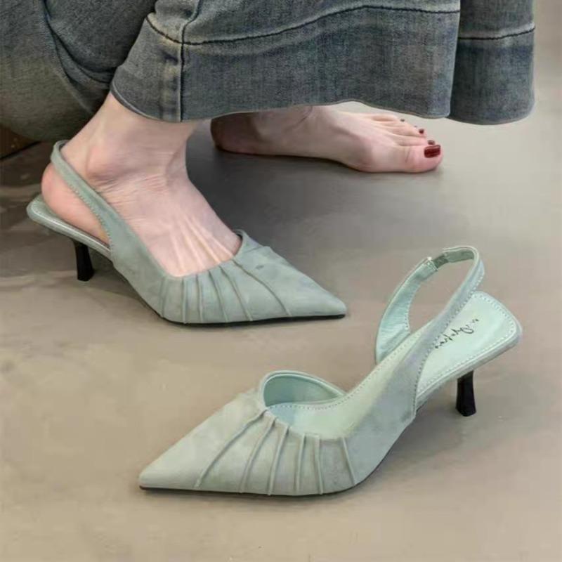 

Fashion Summer New Black for Office Work Footwear Pointed Toe Clear Thin Heels Ladies Shoes Sandals Women High Luxury Heel Zapatos Mujer 40 светло-зеленый