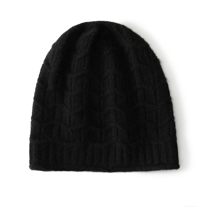 Warm Cashmere Beanie Hat Men Women Thick Knit Winter Cap Solid Color Ribbed Cuff One Size Fits All