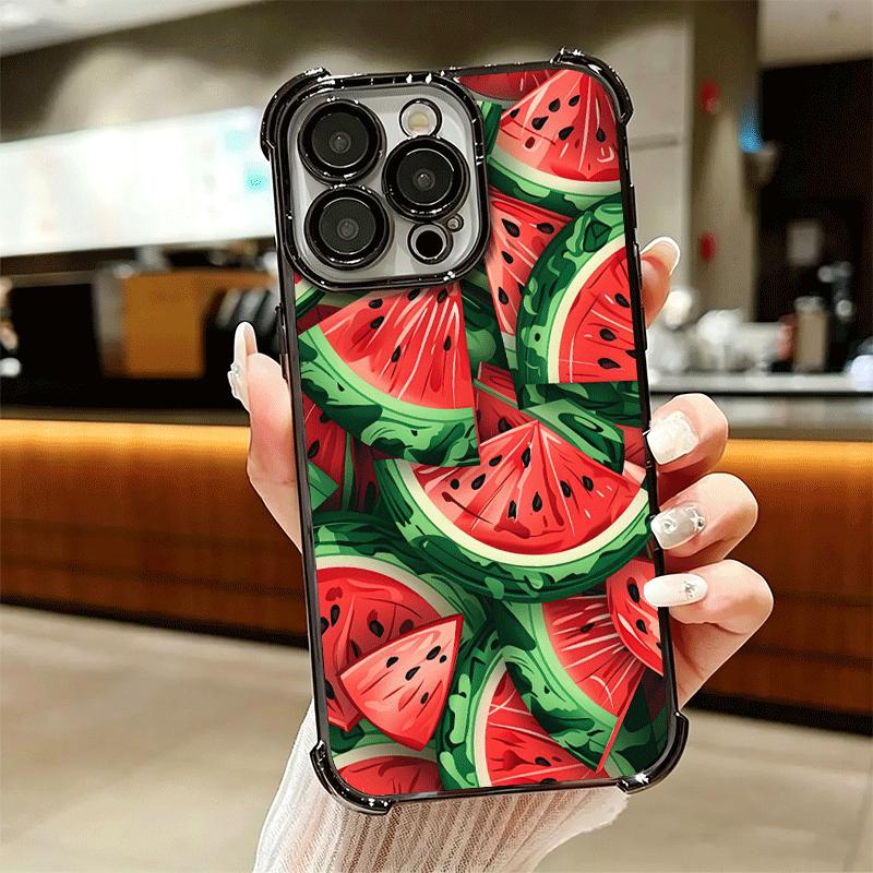 Watermelon Summer Fruit Soft Phone Case For iPhone 15 16 17 Air 14 Pro Max 16E Plus 13 12 Mini Plating Anti-Fall Fundas