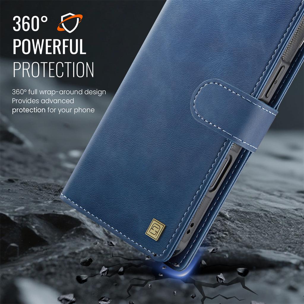 2-in-1 Magnetic Detachable Wallet Case for iPhone 16/16 Pro/16 Pro Max/16 Plus/16e - PU Leather, Card Slots, MagSafe Charging, 360° Protection