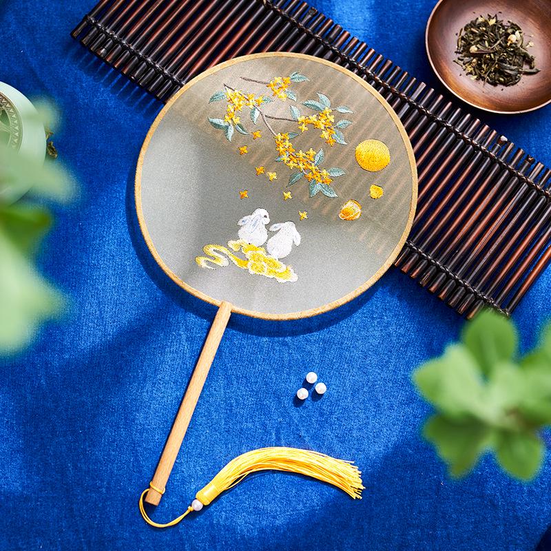 Ancient Style Chinese Embroidery Fan: Classical Hanfu Fairy Dance Accessory