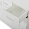 160*40*75cm Side Cabinet with LED Light Strip and 3 Drawers, Chest of Drawers with 14 Storage Compartments, Tempered Glass Bottom Panel, White