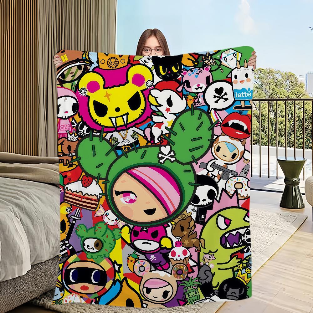 cool cartoon kawaii funny art T-Tokidoki Flannel warm soft plush blanket sofa living room hogar office bedroom travel gift home