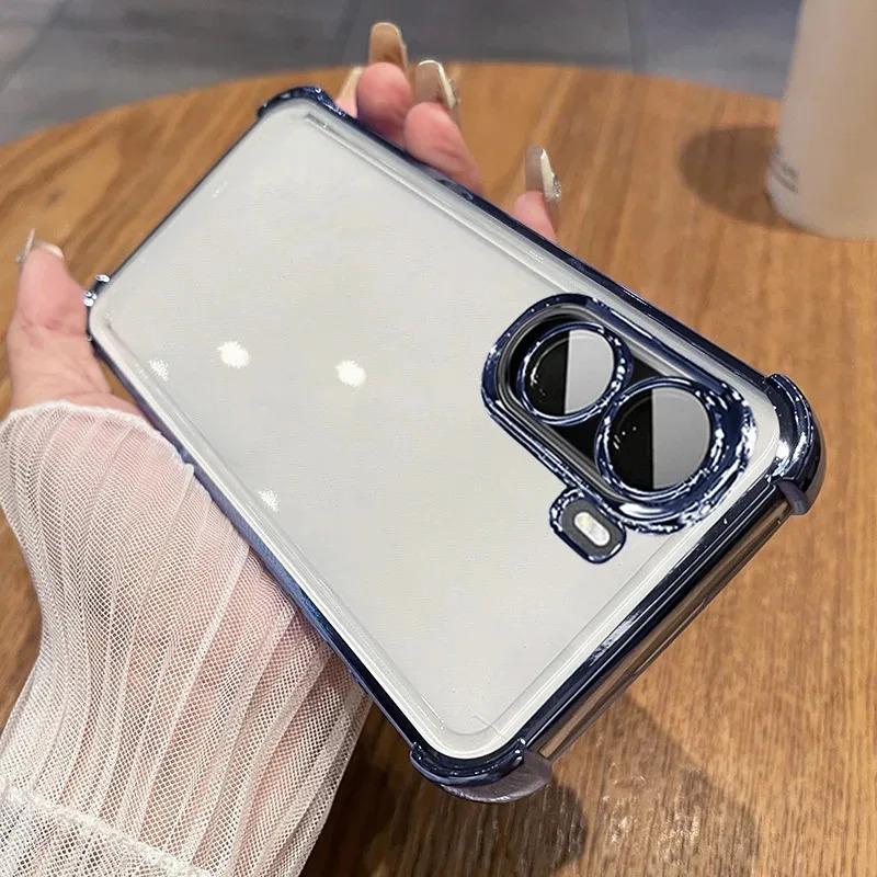 For Xiaomi POCO M7 4G Little M 7 Four Corners Anti-shock Plating Cases Lens Protection Film Soft Silicone Shockproof Back Cover