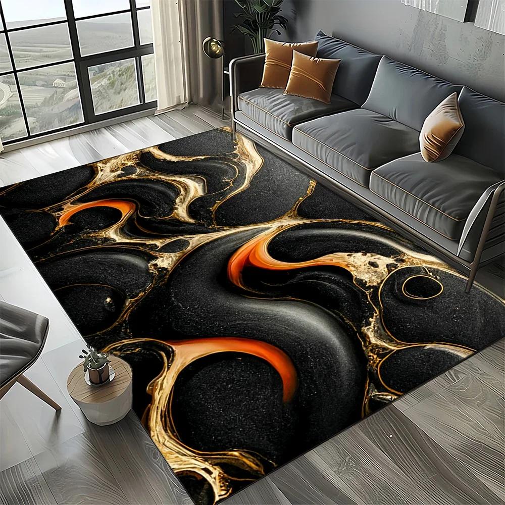 2025 New Style Black White Gold Marble Fashion 3D Carpet Rug for Living Room Bedroom Home Sofa Decoration,Kid Non-slip Floor Mat
