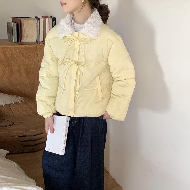 New Winter Style Lamb Wool Short Down Cotton Coat for Women, Sweet Style, Sweet Cotton Coat, Thickened Cotton Jacket