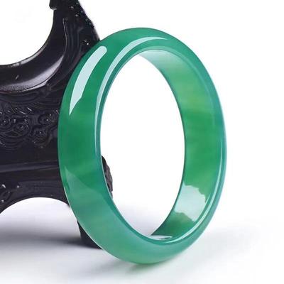 Natural Green Chalcedony Bracelet Fashionable Charm Emerald Bangle Women's Gift