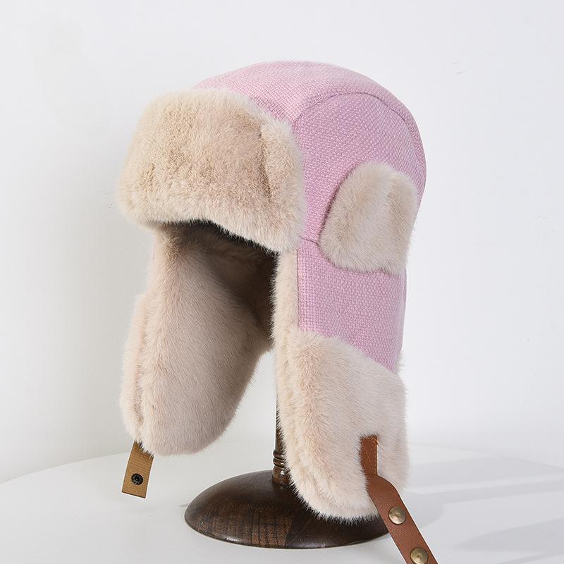 Women's Hat Winter Female Lei Feng Hat Outdoor Cycling Windproof and Cold Proof Thickened Warm Velvet Ear Cap