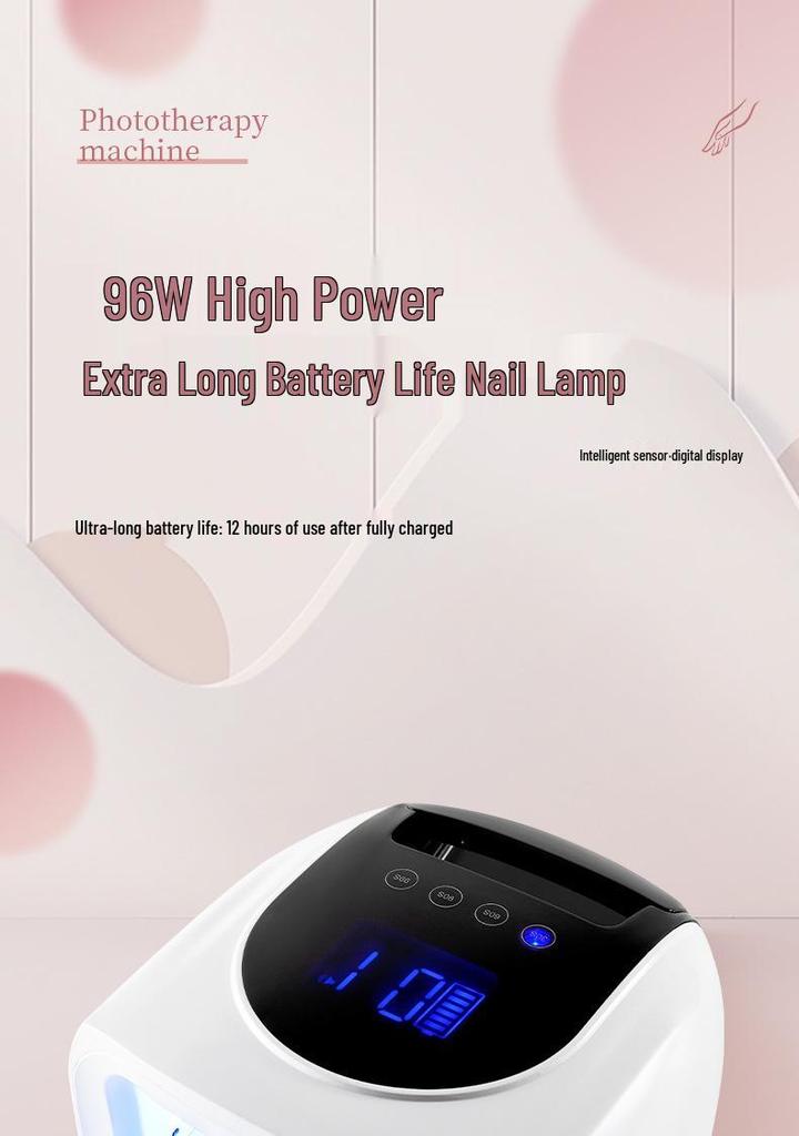 X30 Rechargeable 96W Portable Nail Gel Lamp - High Power Electroplated Nail Dryer