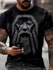 Outdoor Fashion Men's T-shirt with 3D Print of Tribal Style Wolf Pattern, Short Sleeve, Fitness and Sports Round-neck Top