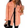 Women Denim Shirt Full Length Jackets Single Breasted Outerwear Washing High Street Cardigan Pockets Loose Coat