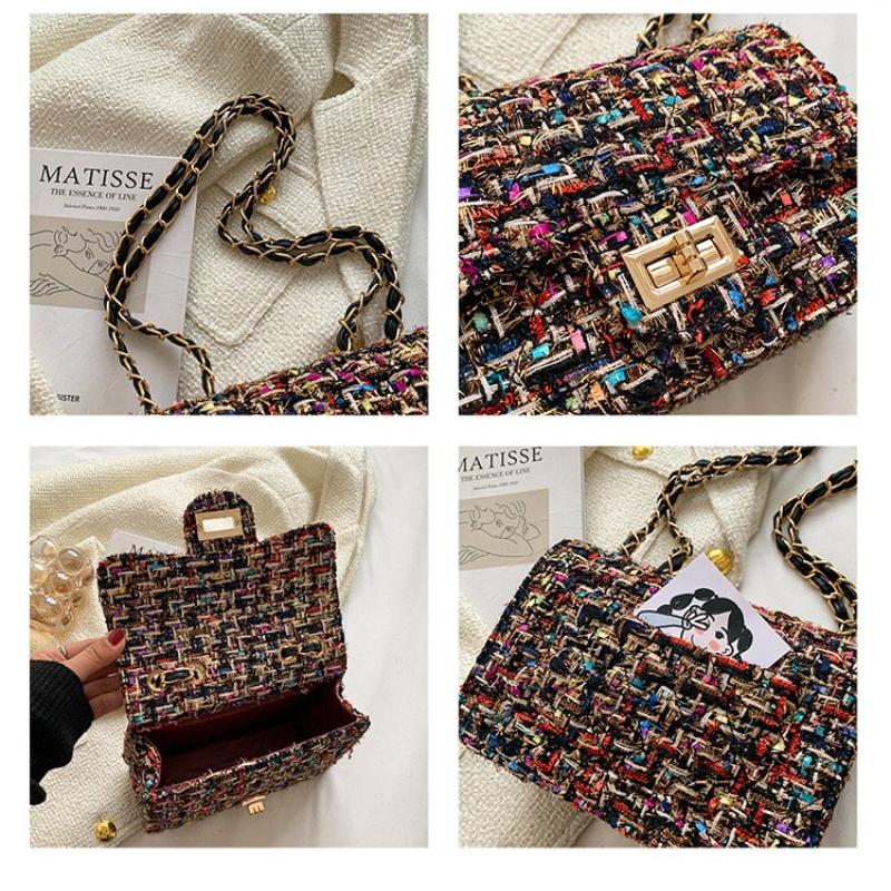 1Pc Xiaoxiangfeng Woolen Bag Women's Bag New Trendy Popular Korean Version Fashion Versatile Chain Single Shoulder Messenger Bag