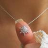 Dainty Snowflake Crystal Pendant Necklace for Women, Winter Inspired Silver Tone Sparkling Jewelry