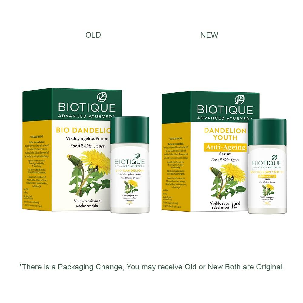Biotique Dandelion Youth Anti-Aging Serum 40ml | 100% Natural Botanical Extracts | Reduce Wrinkles & Fine Lines | Vegan