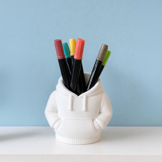 3D Printed Hoodie Pen Holder, Sweatshirt Shape Desk Organizer, Creative Storage for Pens, Makeup Brushes, Office Supplies