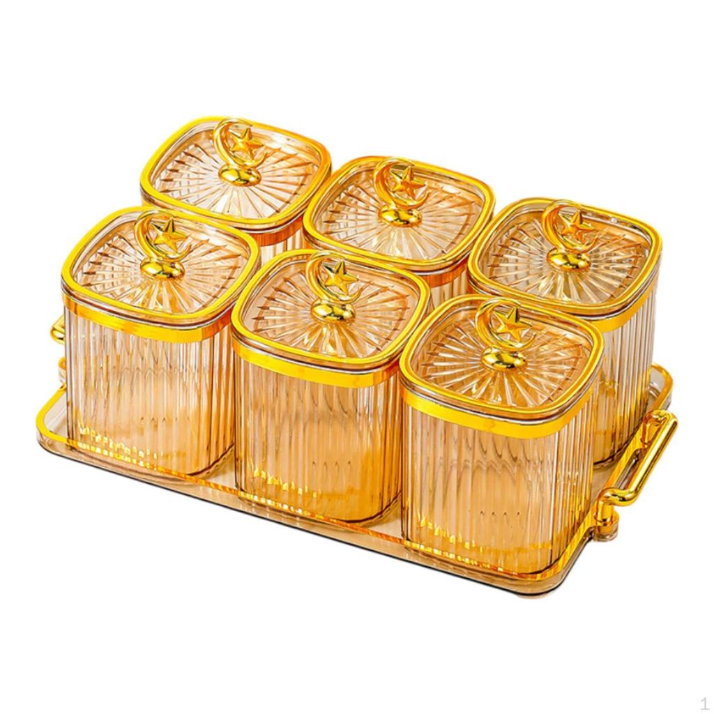 Geteilte Schale für Trockenfrüchte und Kekse mit 6 Gläsern