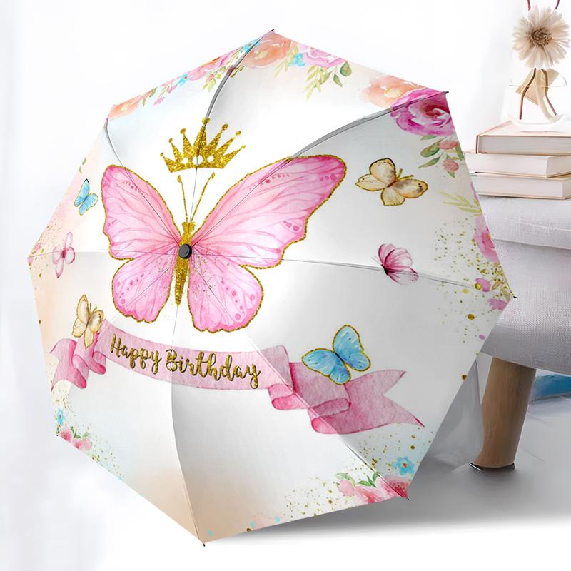Colorful Butterfly Umbrella Automatic Open/close, Sturdy Iron Frame & 8-Rib Structure, Umbrella for Women & Men, Christmas Gifts