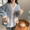 New Coral Velvet Jacquard Pajamas Women's Autumn and Winter Home Clothes Thickened Flannel Velvet Sweet Princess Style Home Clothes Set