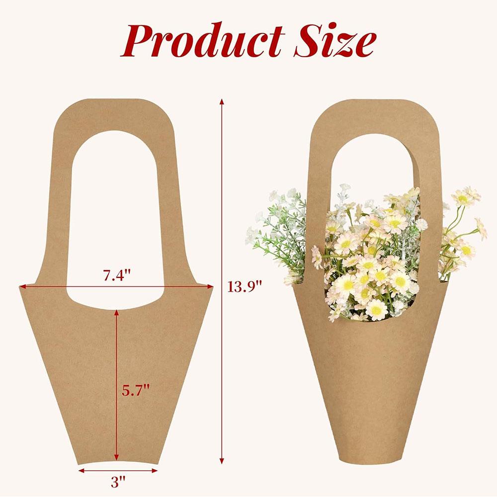 20pcs Kraft Paper Flower Gift Bags For Valentine Wedding