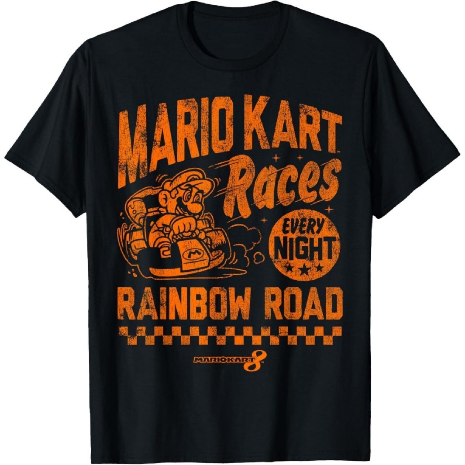 Nintendo Mario Kart Радужная дорога Винтажная графическая футболка Футболка XXXXXL разноцветный