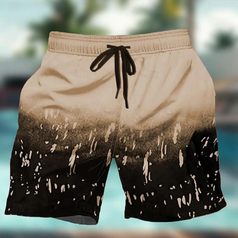 Farbverlauf Bunte Grafische Badehose Für Herren Geometrie 3D-Druck Strandshorts Sommer Lässig Schnelltrocknend Sport Locker Surf-Shorts XL brown