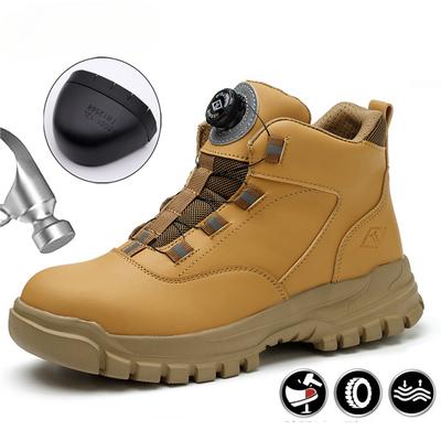 Drehbare Knöpfe Arbeitsstiefel Herren Stahlkappenschuhe Sicherheitsstiefel Pannensichere Schutzschuhe Wasserdichte Unzerstörbare Schuhe Neu