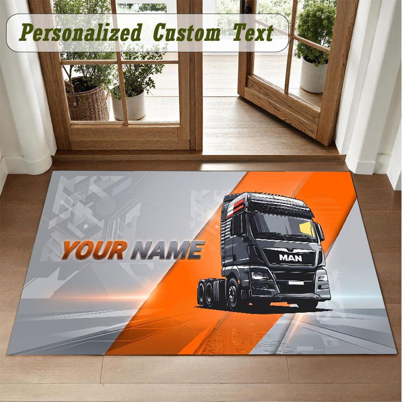 Crystal Velvet Square Rug Custom NameMAN Truck Pattern Non Slip Home Floor Decor Rug