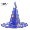 Festival Party Headwear Halloween Witch Wizard Hat, Adult Kids Cosplay Cone Hat with Spider Pointed Web Star Decor, Gothic Costume Prop, Trick