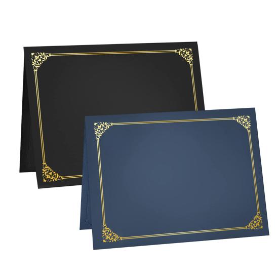 10 Pcs Black Certificate Holders Covers 9.45 for 12.6 X Diploma Inch Paper Gold