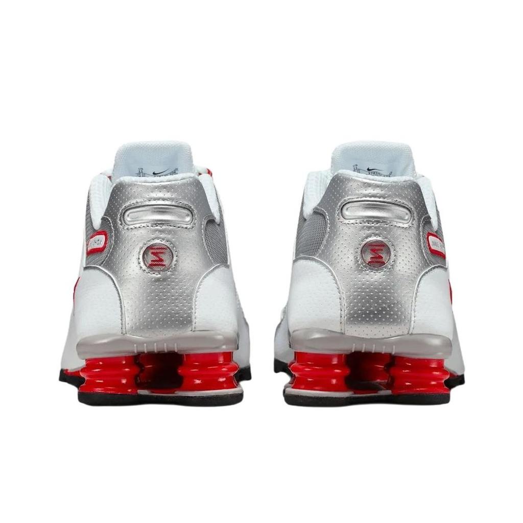 Nike Scarpe da Ginnastica Shox NZ Unisex Bianco Rosso Universitario-Nero-Argento Metallico 378341-104
