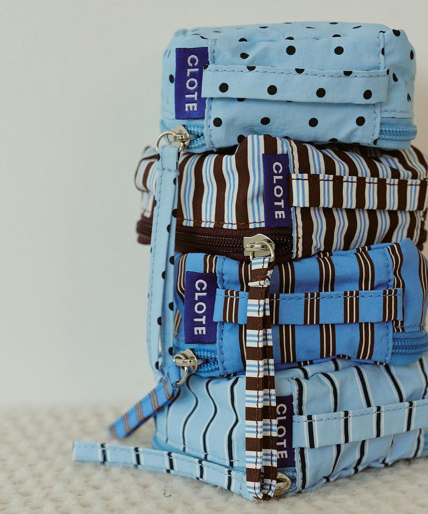 Clote Mini Cube Pouch - Striped Blue