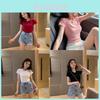 Summer Style Letter Embroidered T Shirt For Women Casual Fashionable Top