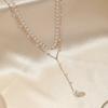 Double Layer Pearl Tassel Necklace Y Shape Chain Layered Pendant Jewelry for Women Elegant Design Lightweight Accessory
